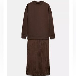 Zara Brown Long Sleeve Dress